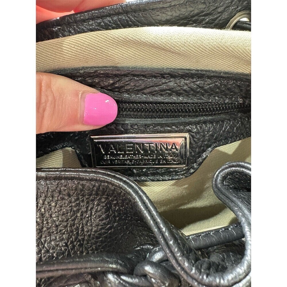 Valentina Backpack Purse Womens Black Drawstring Flap Front Pocket Travel - Picture 8 of 11